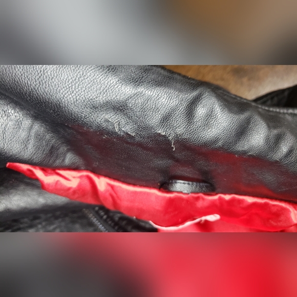L’ecole des Femmes Vegan Leather Black Moto Jacket Red Satin Interior Lining S - Picture 9 of 10
